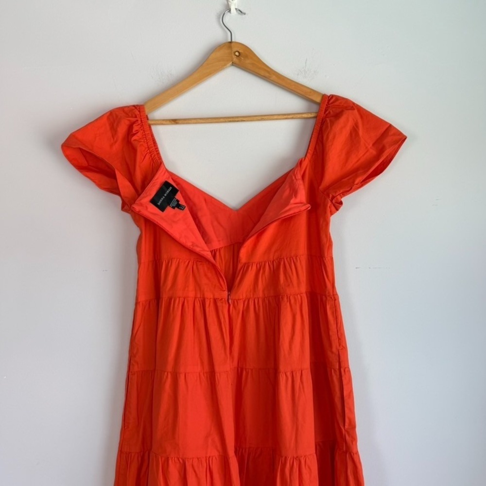 Donna Morgan Tiered Maxi Dress Size 6 Travel Cotton Colorblock Pink Orange - Picture 7 of 8